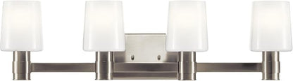 Kichler Adani 4-Light Vanity, Modern Light with Opal Glass in Brushed Nickel, Bathroom (8.25" x 30"), 55177NI