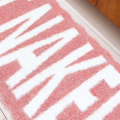 Get Naked Bath Mat Long Bathroom Rug - Super Soft Funny Bath Mat Non Slip Pink Bathroom Decor, Water Absorbent Runner Rugs for Sink Bathtub and Shower Pink 24" x 59"