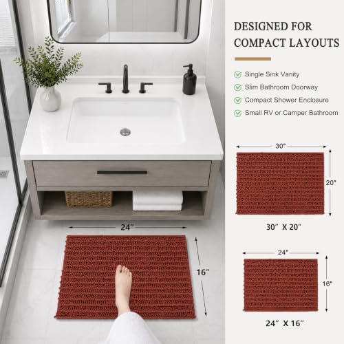 Arotive Bathroom Rugs Mat 24x16, Soft Absorbent Chenille Shaggy Bath Mat