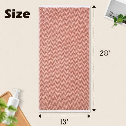 Cleanbear Decorative Hand Towels with Herringbone Stripes, Light-Coral