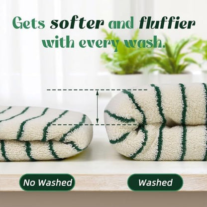 Jacquotha Green Striped Hand Towels for Kitchen, Vintage Bathroom Decor