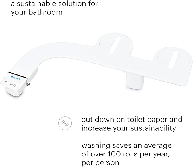 Brondell SS-150W SimpleSpa Thinline Essential Bidet Attachment for Toilet Seats with Adjustable Water Pressure, Side Arm Control, Thin Profile, White (Single Nozzle)