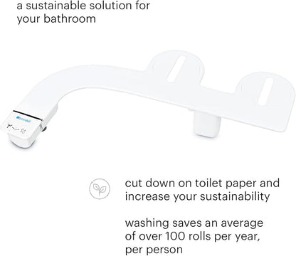Brondell SS-150W SimpleSpa Thinline Essential Bidet Attachment for Toilet Seats with Adjustable Water Pressure, Side Arm Control, Thin Profile, White (Single Nozzle)