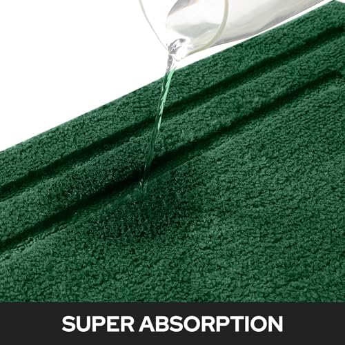 HOMEIDEAS Bathroom Rugs Sets 2 Piece, Non Slip Bath Mat Dark Green