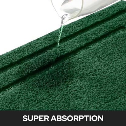 HOMEIDEAS Bathroom Rugs Sets 2 Piece, Non Slip Bath Mat Dark Green
