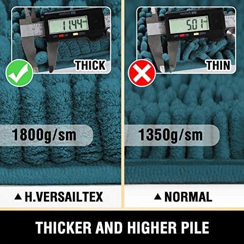 H.VERSAILTEX Toilet Mat U Shaped Bathroom Rugs Bath Mats for Bathroom Non Slip Luxury Chenille Bath Mat U Shape 20x24 Extra Soft and Absorbent Shaggy Rugs Washable Dry Fast - Dark Teal