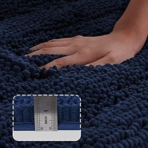 Turquoize Bathroom Rug 24"x36", Soft Absorbent Chenille Bath Rug, Navy