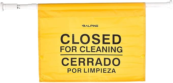 Alpine Restroom Closed for Cleaning Sign - Caution Door Barricade Signs, English & Spanish Yellow Safety Hanging Sign for Commercial Bathrooms Maintenance