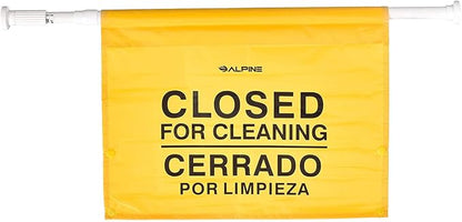 Alpine Restroom Closed for Cleaning Sign - Caution Door Barricade Signs, English & Spanish Yellow Safety Hanging Sign for Commercial Bathrooms Maintenance
