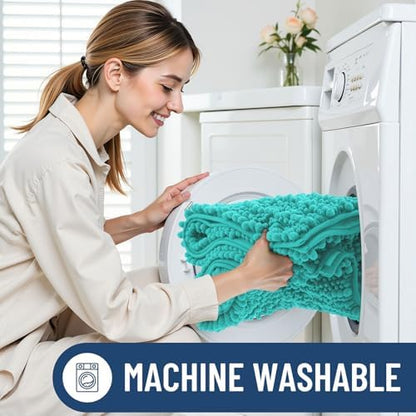 Smiry Bathroom Rugs 44X24, Extra Soft Rubber Backing Chenille Bath Mats