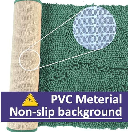 RUN HELIX Dark Green Bath Rugs Set 3 Piece Bathroom Rug Non-Slip Bath Mats, Absorbent Shaggy Rugs, Machine Wash, Perfect Plush Bathroom Mats