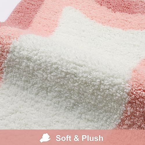 HAOCOO Pink Bathroom Rugs Washable, 18x25 inch Soft Non Slip Funny Bathroom Decor Cute Bath Mat, Luxury Soft Microfiber Absorbent Bathmat Floor Carpet for Shower Tub Bedroom