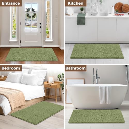 Bcoimo 48x30 Chenille Bath Mat – Non-Slip with Backing Bath Rug Ultra-Absorbent and Machine Washable Bathroom Mat Quick-Dry Design. Ideal for Bathroom Shower and Tub Areas