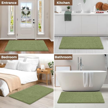 Bcoimo 48x30 Chenille Bath Mat – Non-Slip with Backing Bath Rug Ultra-Absorbent and Machine Washable Bathroom Mat Quick-Dry Design. Ideal for Bathroom Shower and Tub Areas