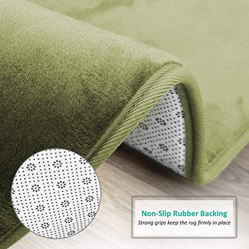 Clara Clark Bathroom Rugs, Velvet Memory Foam Bath Mat, Non-Slip, Machine Washable Bath Rugs - Dries Quickly, Ultra Soft Plush Bath Mats for Bathroom, 20 x 32, Sage Green