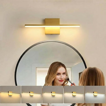 Brushed Gold Vanity Light 16 Inch Dimmable 5CCT LED | Modern Bathroom Light Fixtures 14W Wall Vanity Lamp Over Mirror, Wall Sconce for Bedroom Cabinets UL Certificated