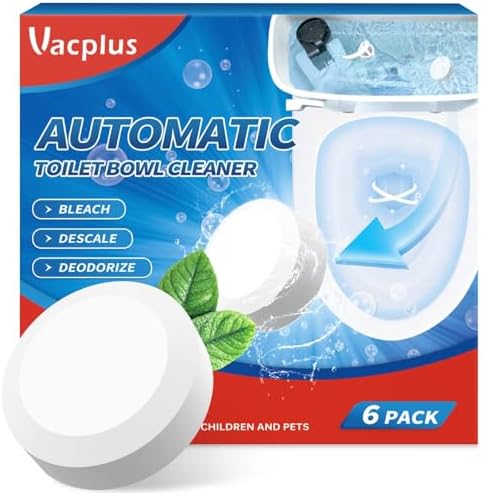 Vacplus Toilet Bowl Cleaner Tablets, 6 Pack, Auto Bleach, Long-Lasting
