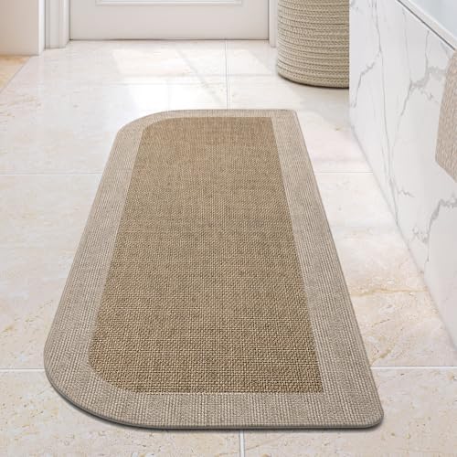 YDKGL Bathroom Runner Rug, Long Thin Bath Mat Fit Under Door, Brown 17x47