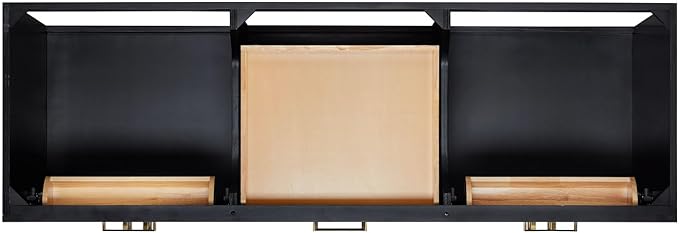 ARIEL Hepburn 66-inch Bathroom Vanity with Sink,Solid Wood, 1.5-inch Italian Carrara Marble Countertop, Double Rectangular Porcelain Sink, 4 Soft Closing Doors, 6 Dovetail Drawers, Black Oak