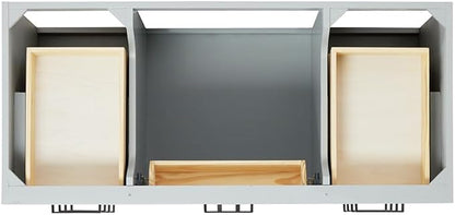 ARIEL Hepburn 48-inch Bathroom Vanity Base Cabinet,Solid Wood, 2 Soft Closing Doors, 9 Dovetail Drawers, Grey