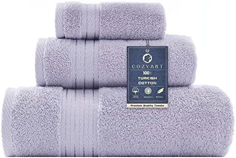 COZYART Luxury Bath Towel Set 3 PCS, Lavender 100% Turkish Cotton 650 GSM