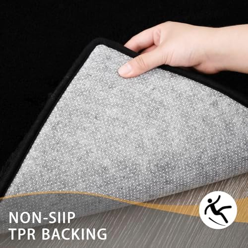 MINIDEAR Bathroom Rugs 70x24 Black - Thick Memory Foam Bath Mat, Ultra Soft & Plush Fluffy, Non-Slip, Quick Dry, Absorbent Washable Floor Microfiber Mat for Tub, Home Decor Accessories