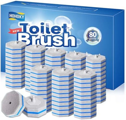 Hohoky 80Pcs Toilet Brush Refills for Disposable Toilet Bowl Brush Scrubber Cleaner Refill Pads,Toilet Brush Replacement Compatible Heads with Most Toilet Brushes Scrubber