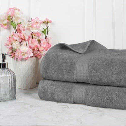 SUPERIOR Egyptian Cotton Pile Heavyweight Bath Sheet, 2 Piece Set, Charcoal