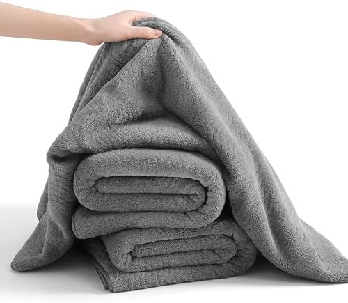 8 Piece Bath Towel Set Grey |2 Oversized Large Bath Sheet,2 Hand Towels,4 Washcloths| Ultra Soft Cozy Bath Towel Set for Bathroom Hotel Gym Spa,Highly Absorbent & Quick Dry Bathroom Towel Collections