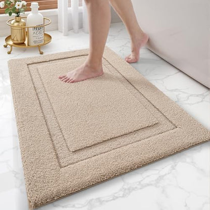 LUMI Ultra Soft Bathroom Rugs Absorbent, Non Slip Bath Mat 24x36, Beige