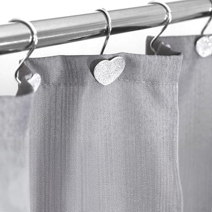 Clear Bling Shower Curtain Hooks: Cute Heart Bathroom Curtain Rings, 12Pcs