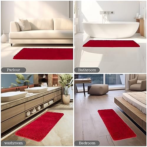 Yeaban Chenille Red Bathroom Runner Rug 17"x47"