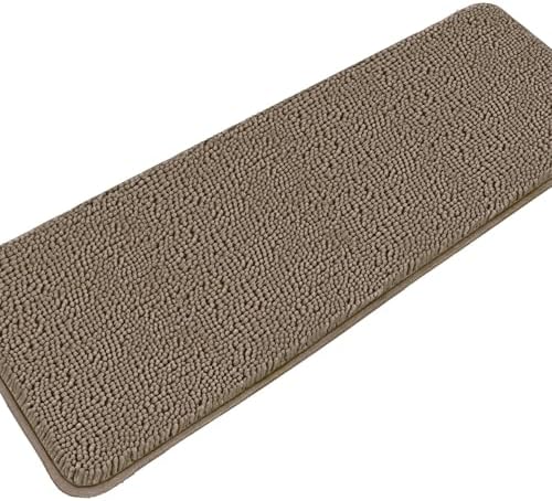 Yeaban Chenille Taupe Bathroom Runner Rug 17"x47"