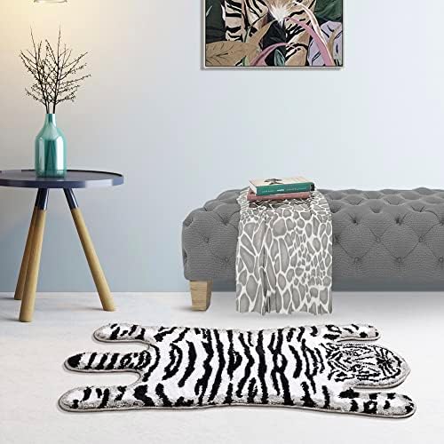 Panstar Tiger Bath Mat for Bathroom, Cute White Tiger Animal Cartoon Bath Mat Non Slip Animals Shaped Absorbent Bathtub Rug Bathroom Plush Shower Rugs