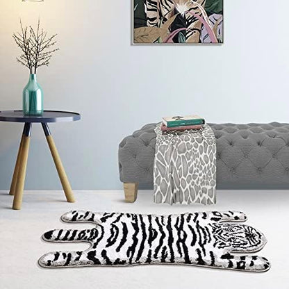Panstar Tiger Bath Mat for Bathroom, Cute White Tiger Animal Cartoon Bath Mat Non Slip Animals Shaped Absorbent Bathtub Rug Bathroom Plush Shower Rugs