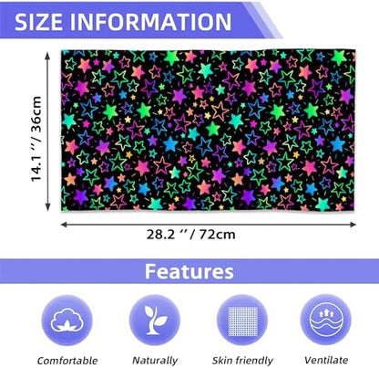 Neon Stars Bathroom Hand Towels, Rainbow Glittering Bath Hand Towel for Decorative Fingertip Towels Set of 2 for Farmhouse Gym Kitchen Hotel Yoga Gifts