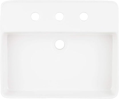 Signature Hardware 447958 Hibiscus 20" Fireclay Vessel Bathroom Sink with 3 Faucet Holes at 8" Centers