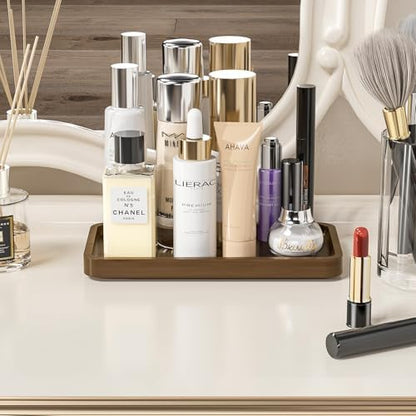 Weenson Small Bathroom Vanity Tray for Countertop Makeup Perfume Jewelry Decor Candle Keys, Bamboo Kitchen Tray for Soap Dispenser Spice, Small Toilet Tray for Sink 7.9" L x 4" W x 0.79" H Brown