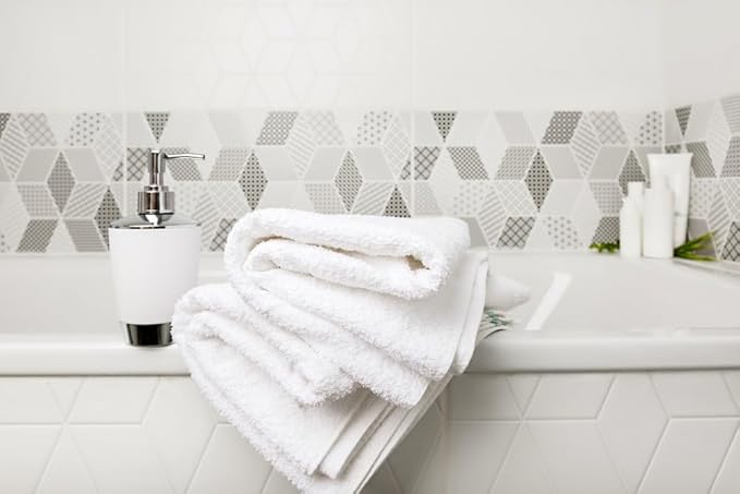 ZUPERIA White Bath Towels Bulk 60 Pack (24 x 48 Inches) - 100% Cotton Economy Light Weight Towels for Commercial Use - Quick Dry, Ultra-Soft, and Absorbent Bulk Towels