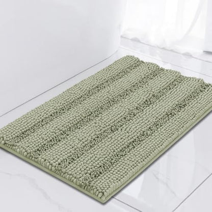 Turquoize Small Bathroom Rug 17x24, Soft Chenille Bath Rug, Eucalyptus