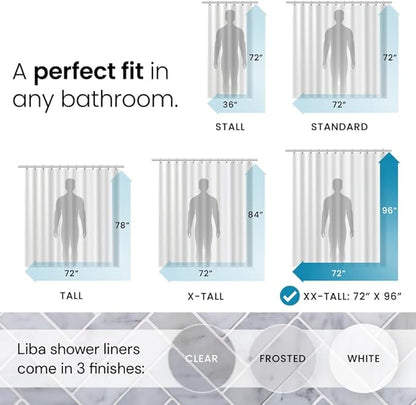 LiBa Bathroom Shower Curtain - Waterproof Plastic Shower Curtain Premium PEVA Non-Toxic with Rust Proof Grommets Clear 8G Heavy Duty Bathroom Accessories 72x96