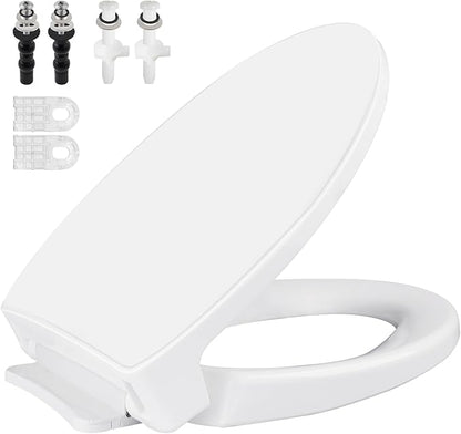 SS114 Toilet Seat Replacement Compatible with TOTO, Elongated Soft Close Toilet Seat for SS113/SS154/SS204/SS214/SS224, Transitional Heavy Duty Oval Toilet Seats, 2-Pack Toilet Bolts and Nuts, White