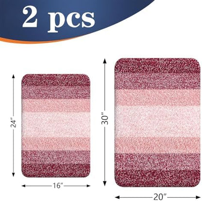 OLANLY Micorfiber Bathroom Rug Set 2 Piece, 30"x20"+24"x16"
