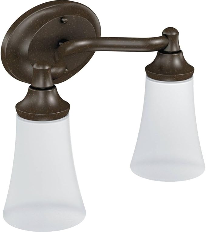 Moen YB2862ORB Eva 2-Light Dual-Mount Bath Bathroom Vanity Fixture with Frosted Glass, Oil Rubbed Bronze