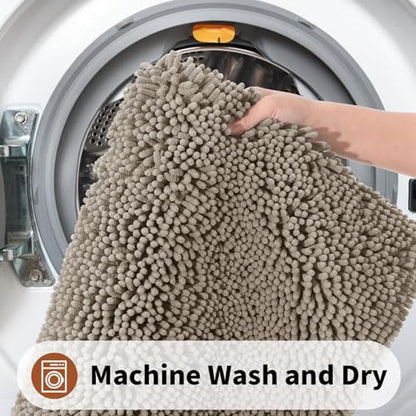 Yimobra Toilet Rugs U Shaped Washable - 24"x20" Non Slip Plush Contour Bath Rugs for Toilet - Super Soft Absorbent Quick Dry Toilet Mats for Bathroom,Camel