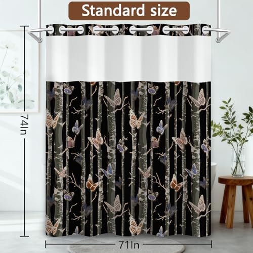No Hook Shower Curtain with Snap in Liner 71x74 Inch