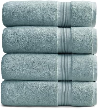 Springtree Home Luxury Bamboo Rayon Plush Bath Towel Set | 4-Pack | Aegean