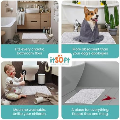 Small Chenille Bath Mats 22"x14", Plush Absorbent Bath Mats Quick Dry, Soft & Machine Washable, Non Slip Carpet for Bathroom, Thick Bathroom Rugs, Shower Restroom Rug Mat, Alfombras De Bano, Bathrugs