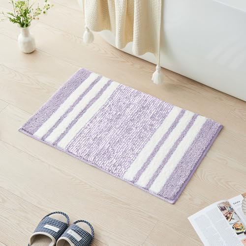 CozeCube Purple Striped 24"x16" Non Slip Washable Bath Mat