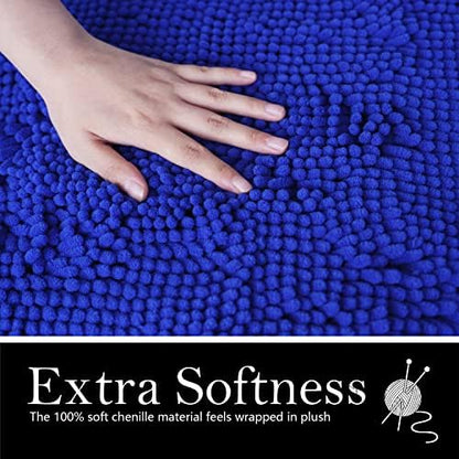 Bathroom Rugs Chenille Bath mat 2 Piece Set, Super Absorbent, PVC Non Slip Backing, Bath mats for Bathroom, Plush Shaggy, Thick, Machine Washable, Bathtub, Shower, Toilet.(Royal Blue)